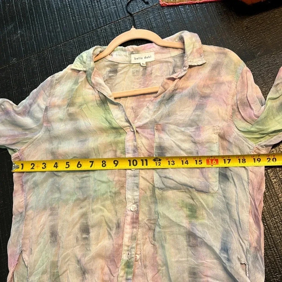 Bella Dahl Tie-dye High/low Button Down Shirt In Etheral Pastel size Small - Picture 9 of 13